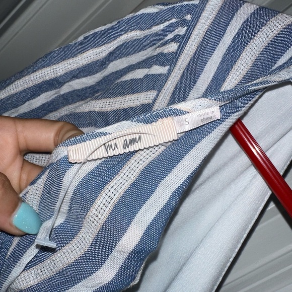 Blue and White Striped Romper - Picture 3 of 3